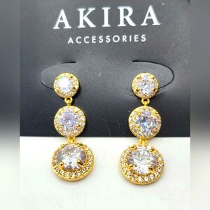 Akira Goldtone and Rhinestone Drop Earrings